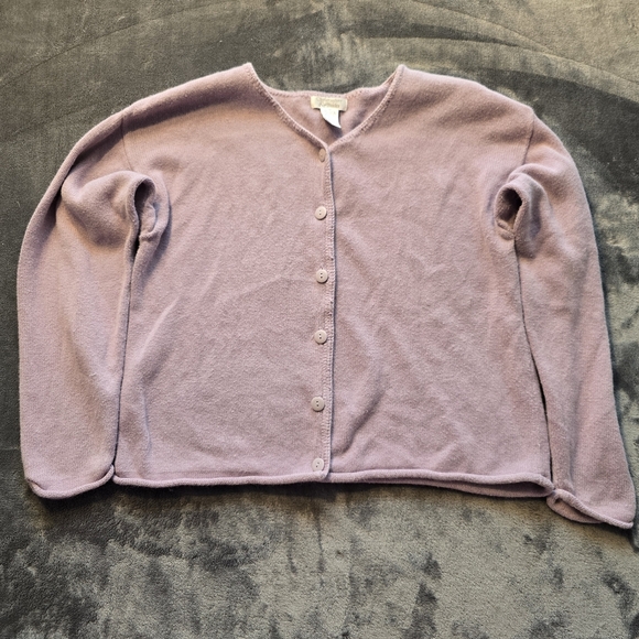 Christopher And Banks Liliac Full Button Rolled Hem Sweater Size Medium - Picture 2 of 9